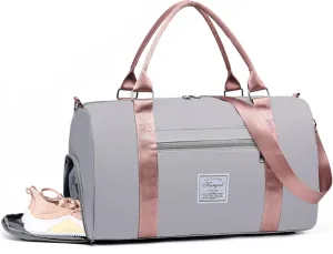 Gym Bag with Wet Pocket, Foldable Travel Duffle Bag Carry On Weekender Bags for Women, Waterproof Overnight Bag for Travel, Gym, Yoga