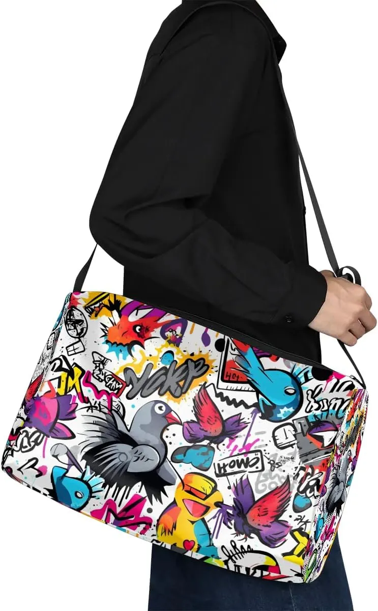 Gym Bags for Men 14.8 Inch Lightweight Carry On Bags for Airplanes Waterproof Duffle Bag for Travel, Abstract Printings Exquisite