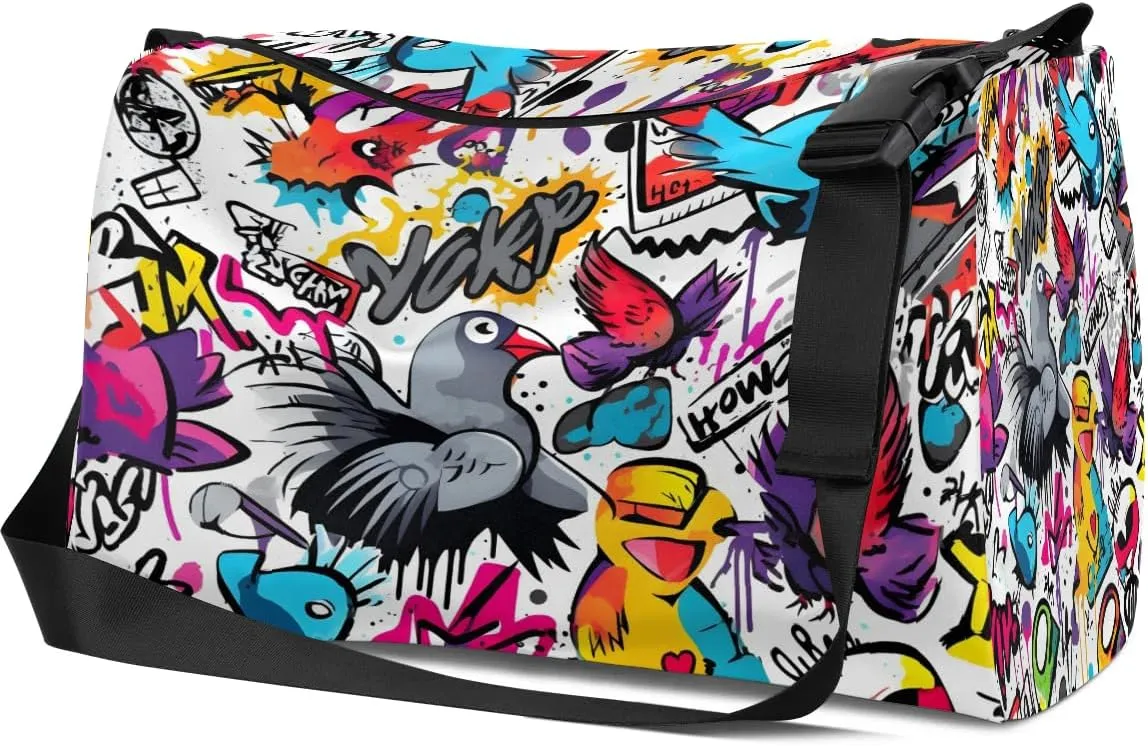 Gym Bags for Men 14.8 Inch Lightweight Carry On Bags for Airplanes Waterproof Duffle Bag for Travel, Abstract Printings Exquisite
