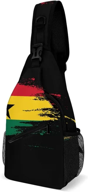 Haiti Flag Painted Sling Bag Crossbody Chest Bag Shoulder Bag For Travel Hiking Cycling Camping