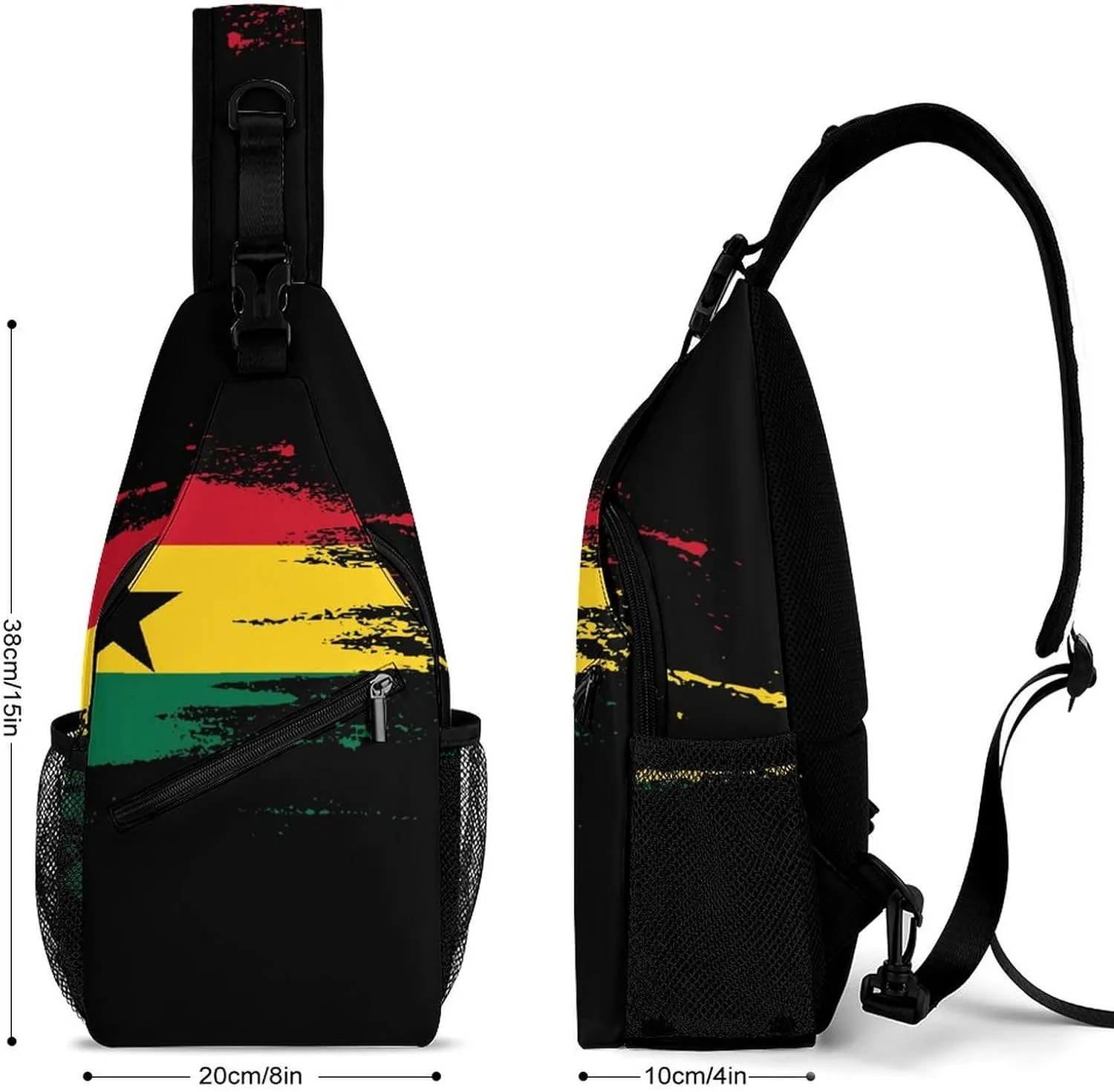 Haiti Flag Painted Sling Bag Crossbody Chest Bag Shoulder Bag For Travel Hiking Cycling Camping
