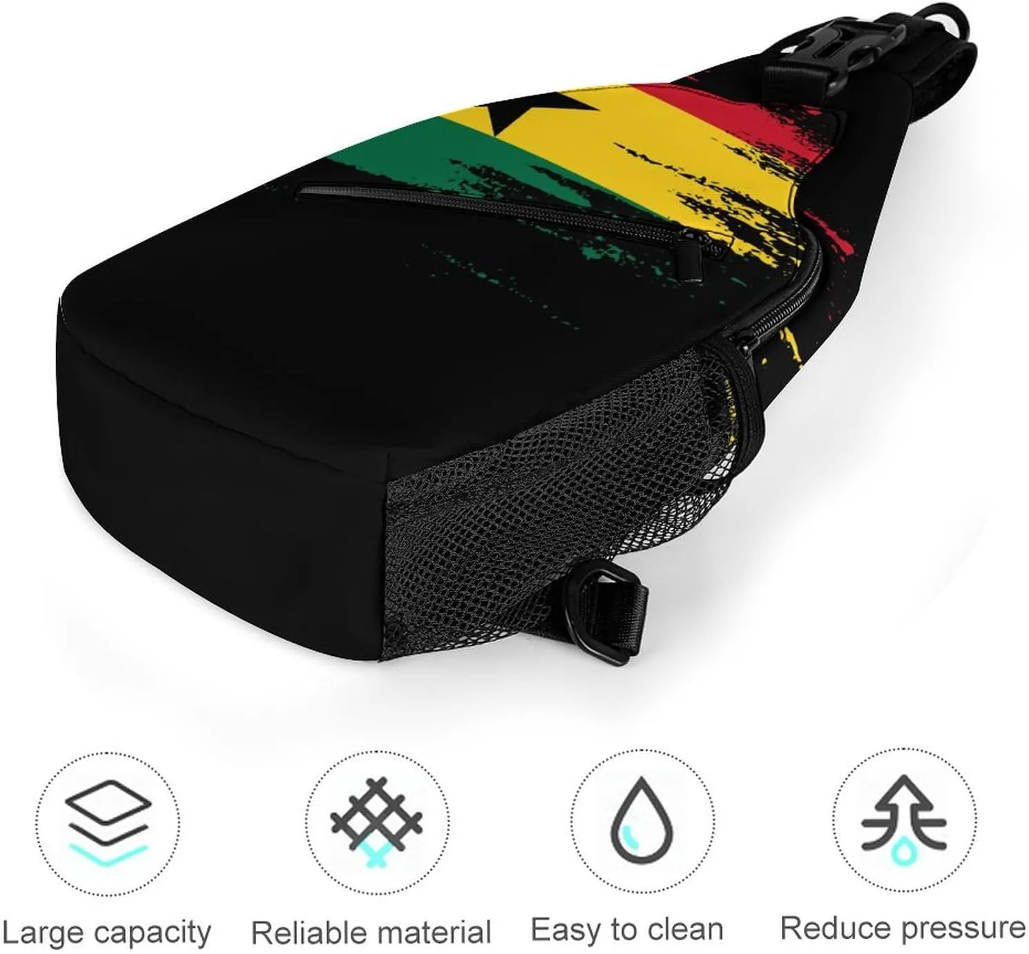 Haiti Flag Painted Sling Bag Crossbody Chest Bag Shoulder Bag For Travel Hiking Cycling Camping
