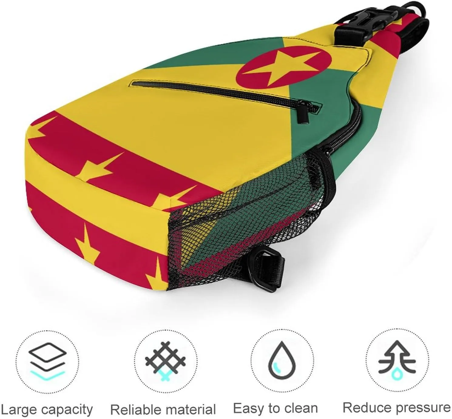 Haiti Flag Sling Bag Crossbody Chest Bag Shoulder Bag For Travel Hiking Cycling Camping