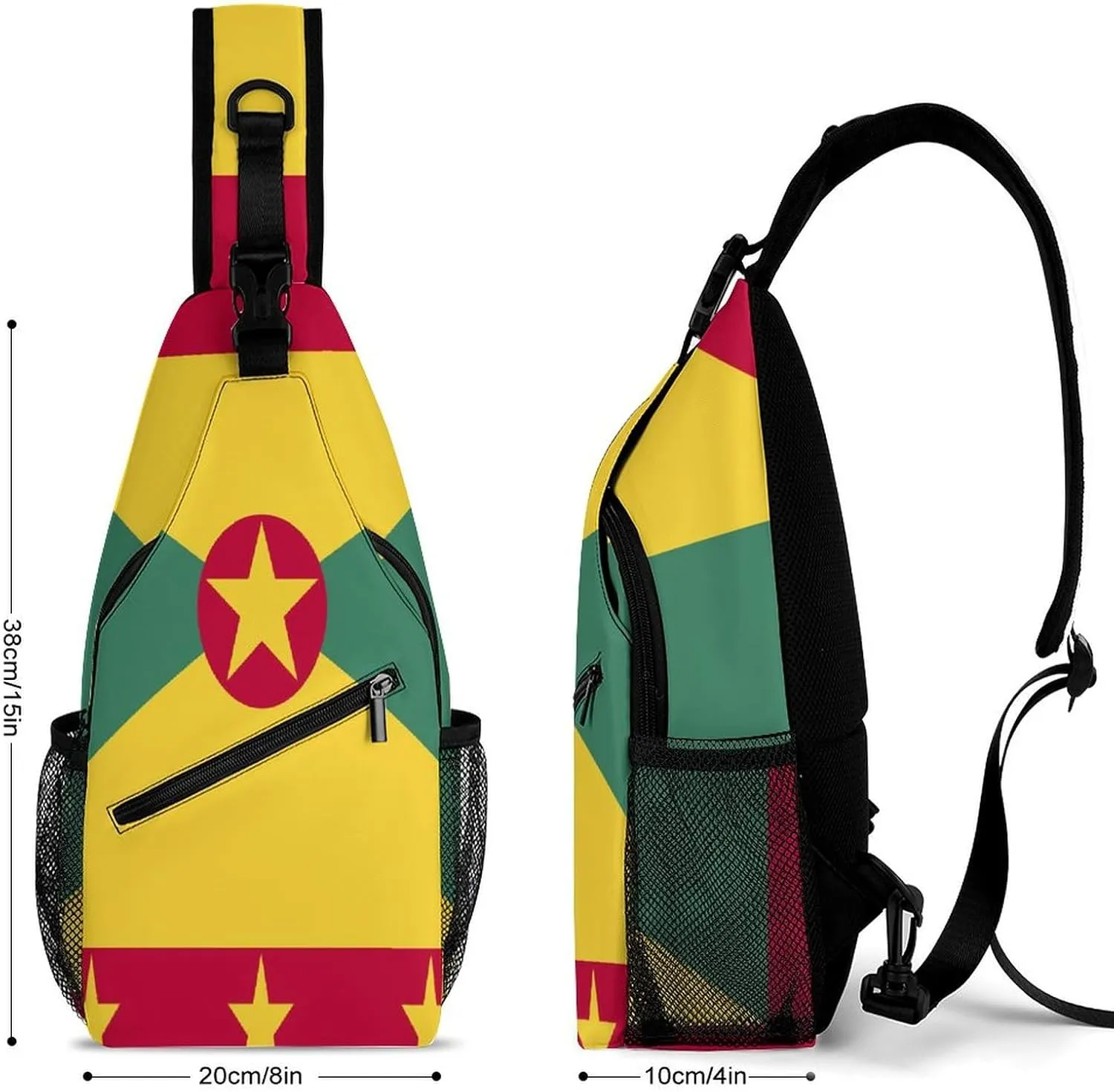 Haiti Flag Sling Bag Crossbody Chest Bag Shoulder Bag For Travel Hiking Cycling Camping