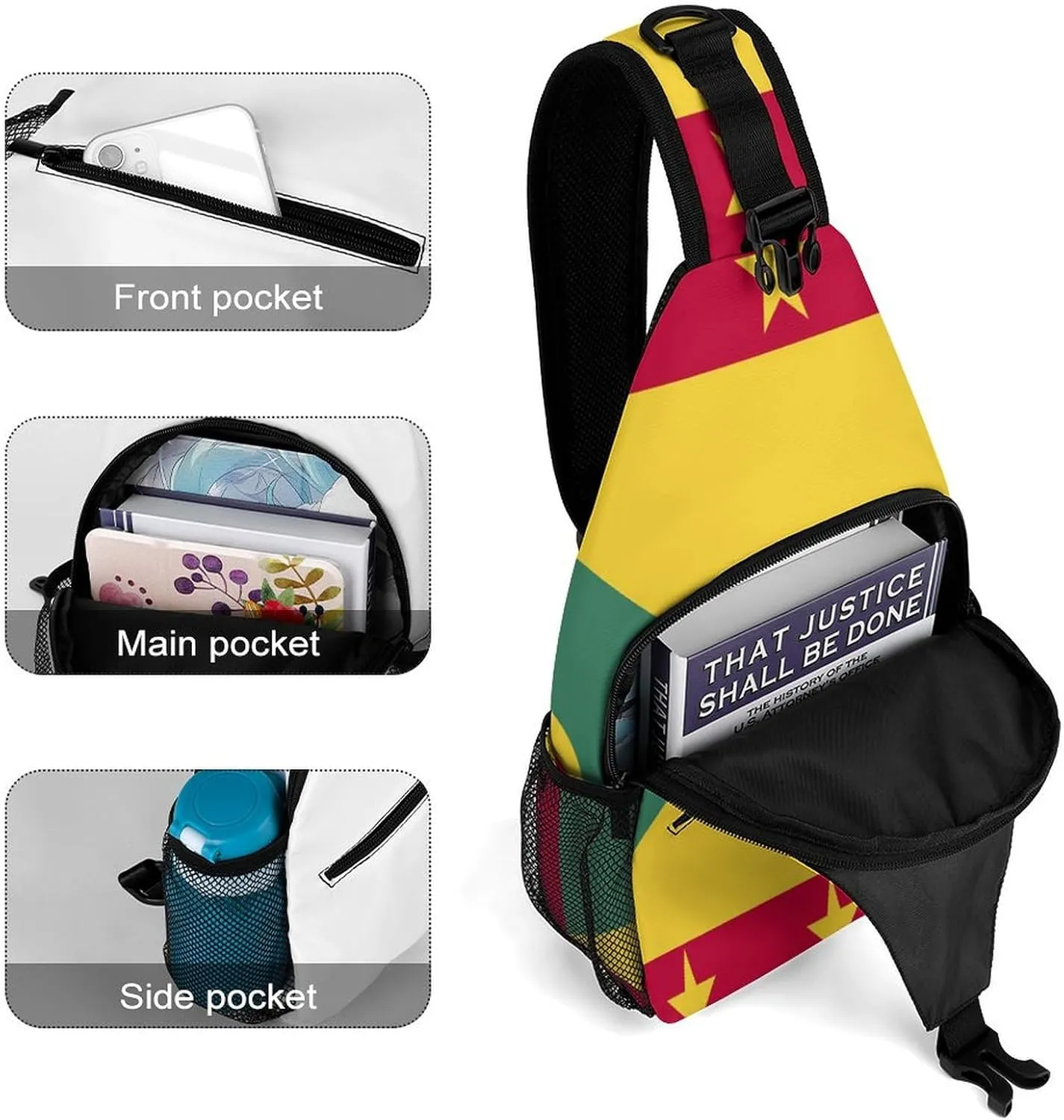 Haiti Flag Sling Bag Crossbody Chest Bag Shoulder Bag For Travel Hiking Cycling Camping
