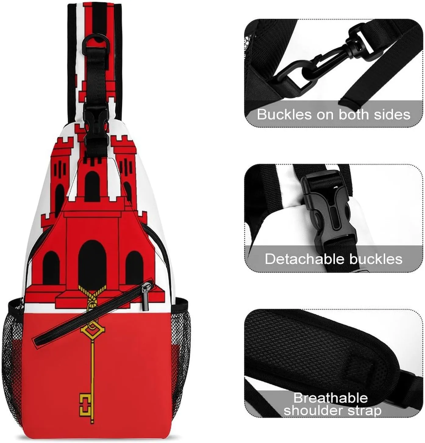 Haiti Flag Sling Bag Crossbody Chest Bag Shoulder Bag For Travel Hiking Cycling Camping