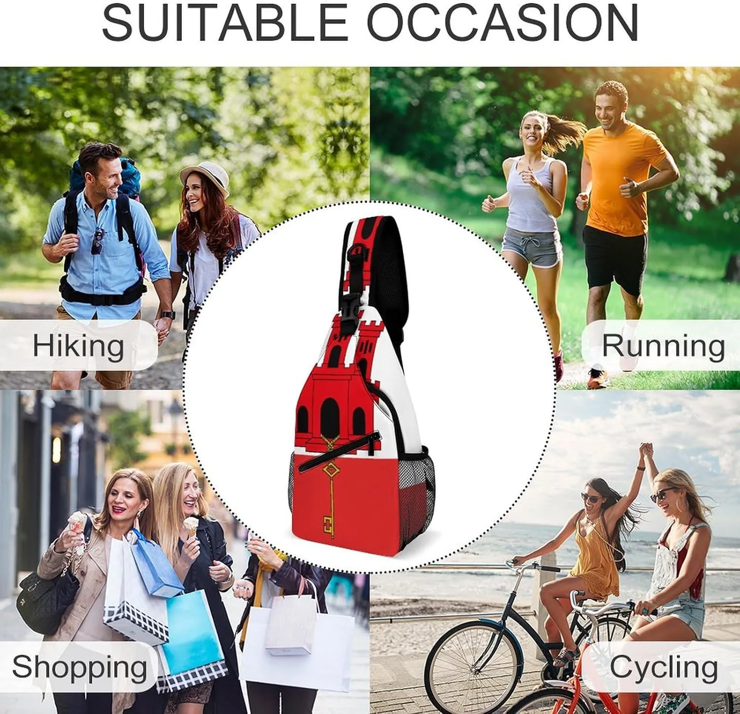 Haiti Flag Sling Bag Crossbody Chest Bag Shoulder Bag For Travel Hiking Cycling Camping
