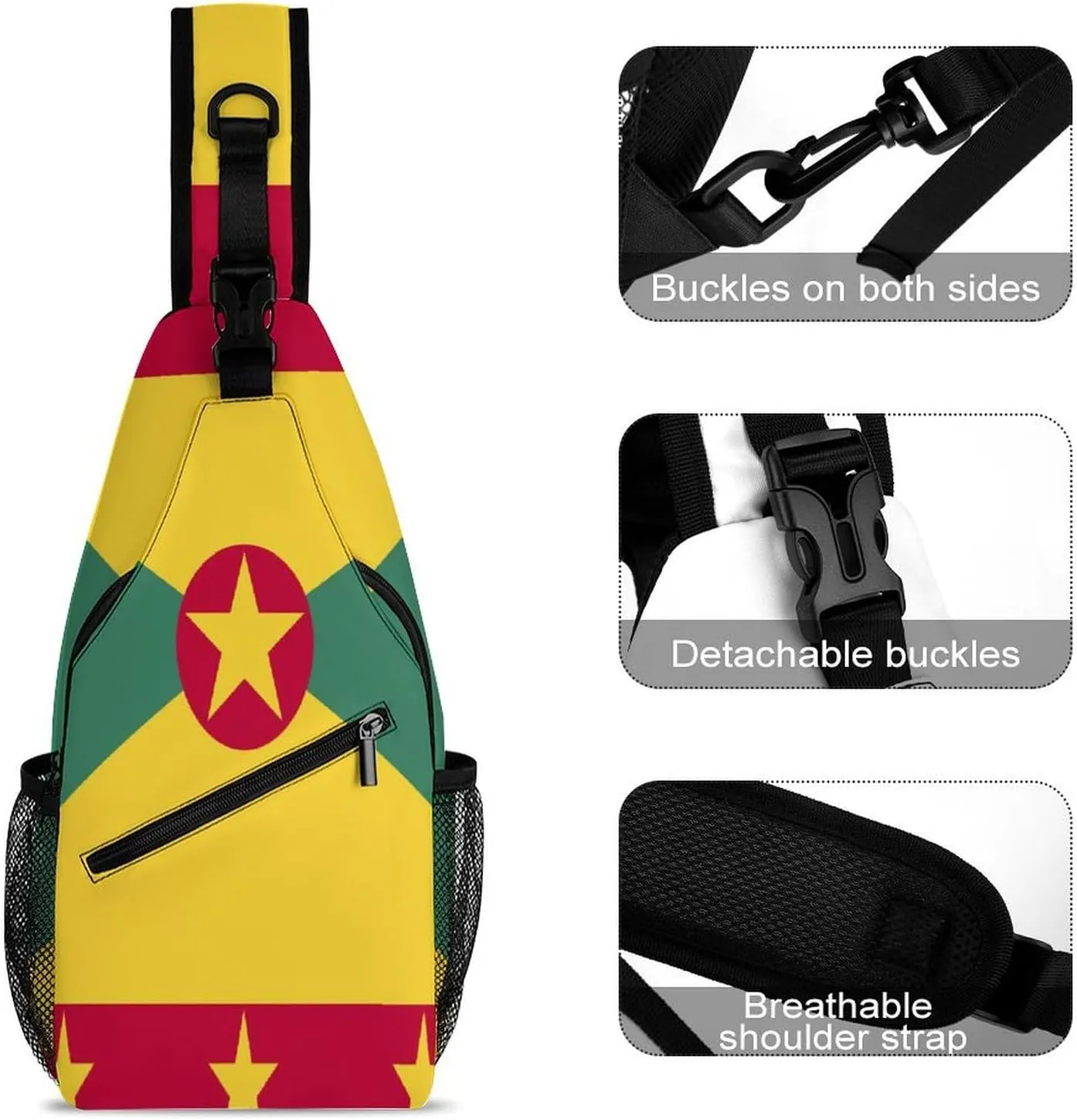Haiti Flag Sling Bag Crossbody Chest Bag Shoulder Bag For Travel Hiking Cycling Camping