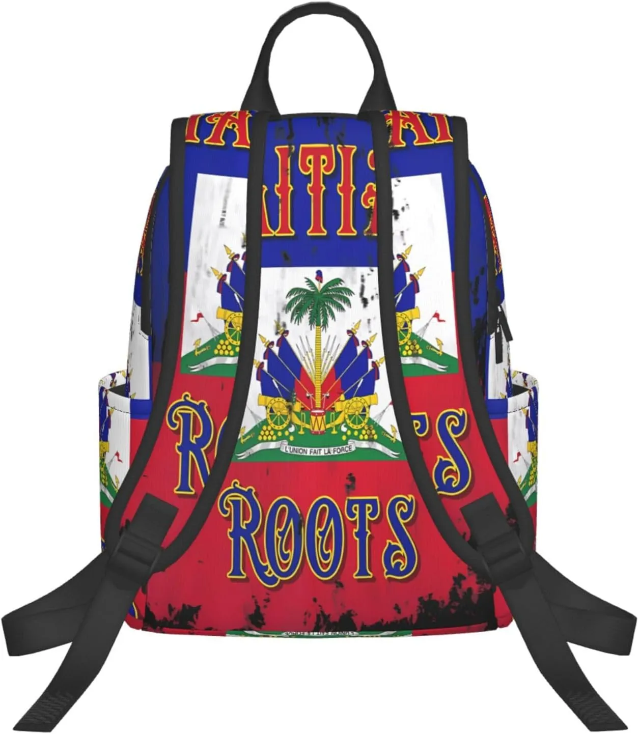 Haitian Roots Haiti Flag Casual Backpacks Large Capacity Laptop Backpack Sports Fitness Rucksack Travel Carry-On Daypack Work Bag for Outdoor Camping