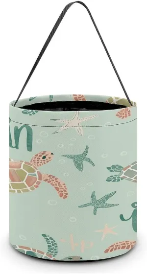 Halloween Candy Bucket,Halloween Trick Or Treat Bags,Airplane Flying in The Air Collapsible Reusable Candy Basket