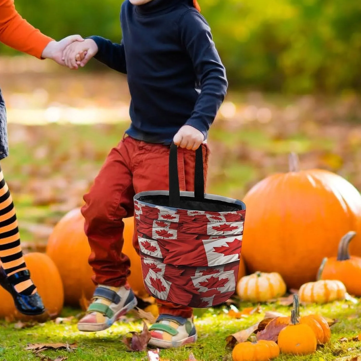 Halloween Candy Bucket,Halloween Trick Or Treat Bags,Seaside Cruise Ship Printed Collapsible Reusable Candy Basket