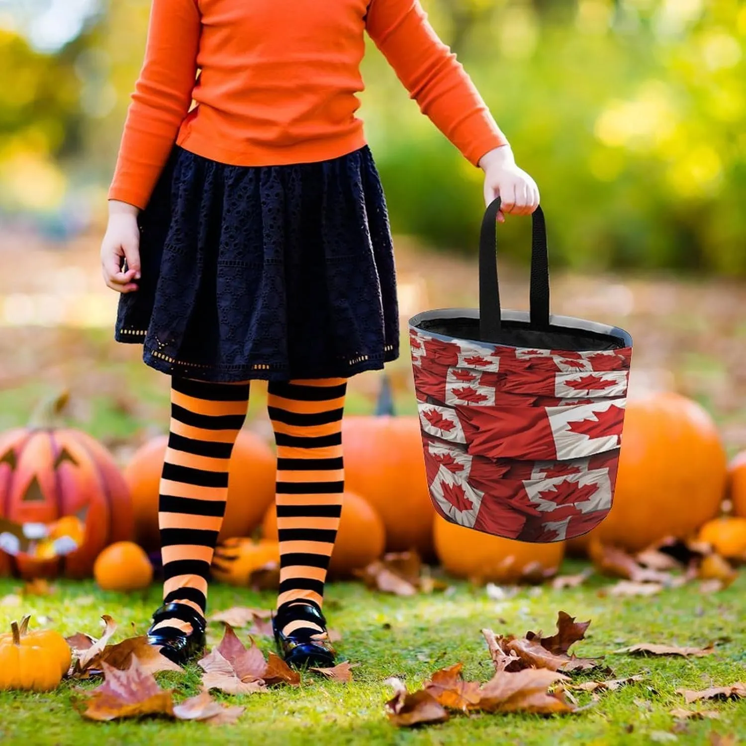 Halloween Candy Bucket,Halloween Trick Or Treat Bags,Seaside Cruise Ship Printed Collapsible Reusable Candy Basket