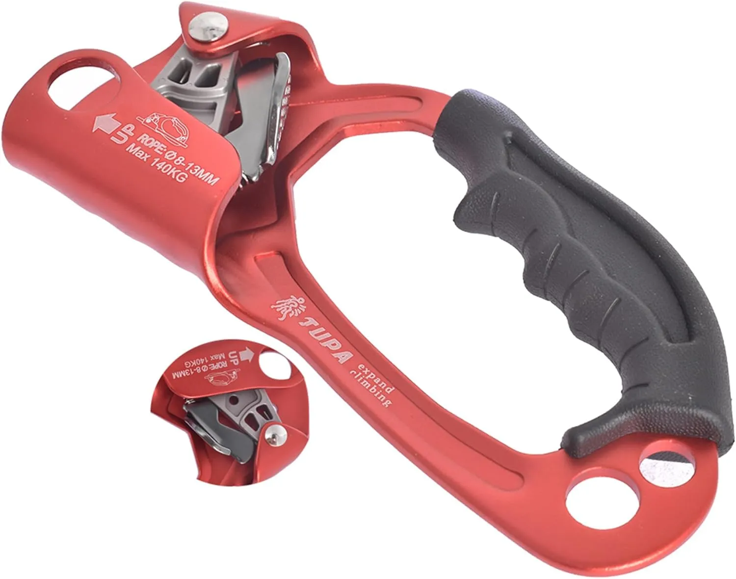 Hand Ascender Climbing Equipment Climber (Right Hand Red) High Strength Aluminum Alloy Climbing Ascender for Rock Climbing Tree Arborist Mountaineering