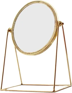 Hand Held Mirror Makeup Mirror 1pc Tabletop Mirror Golden Makeup Mirror Cosmetic Mirror Stereo Mirror Simple Table Mirror Rotatable Mirror Cosmetic Mirror