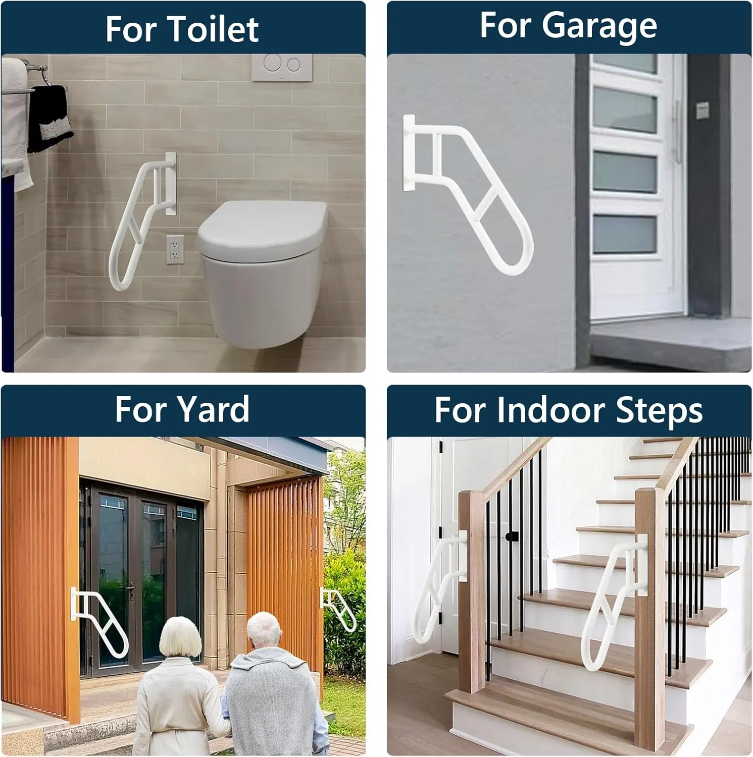 Hand Rails for Outdoor Steps & Elderly (Max 800LBS),U-Shape Wall Mount Stair Railing, Porch, Deck & Garden Grab Bar, Safety Handle for Garage, 1 Pack
