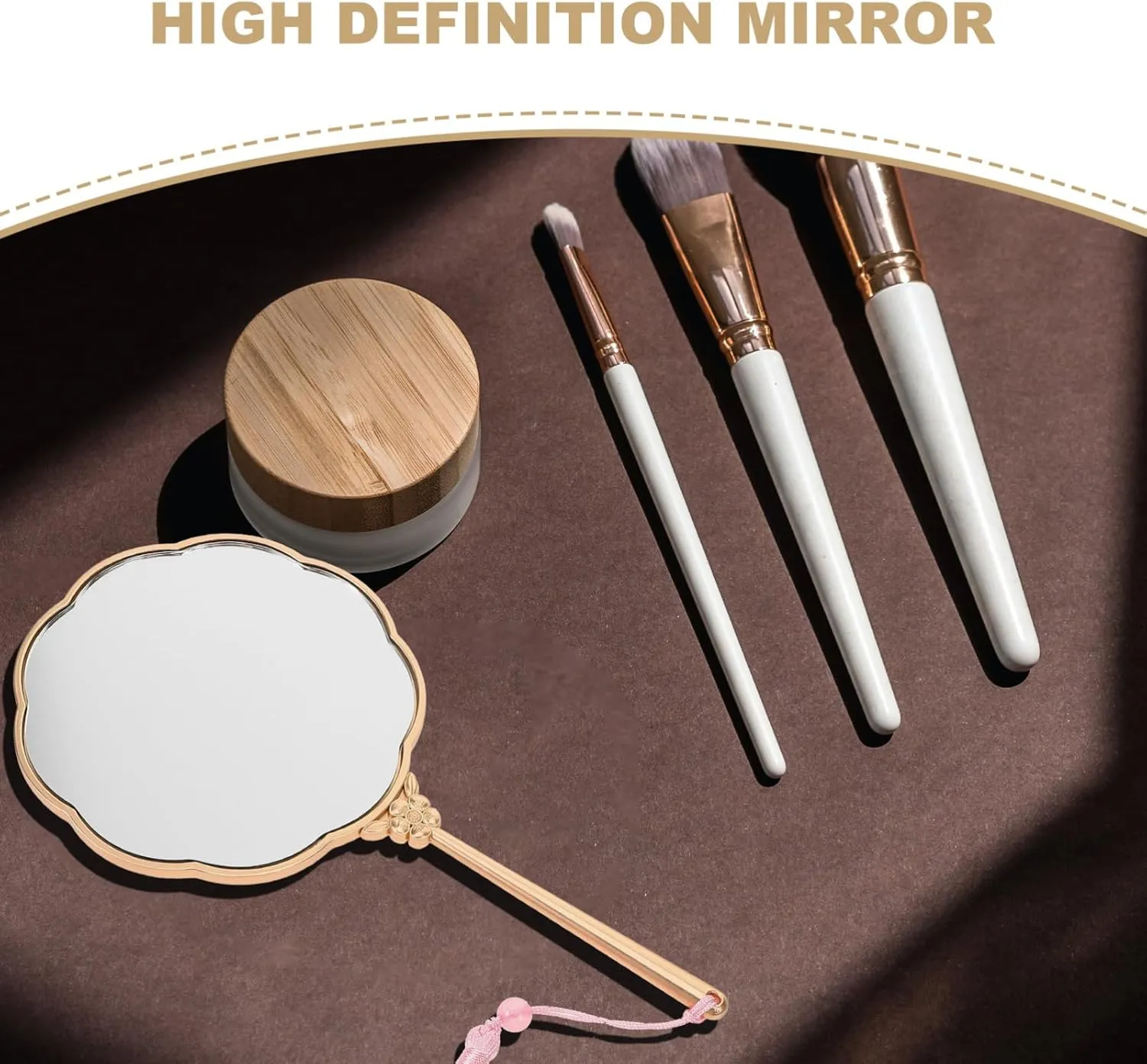 Handheld Makeup Mirror Portable Retro Design Chinese Style Decorative Hand Mirror for Travel and Home Use Lightweight and for Personal Cosmetic Application