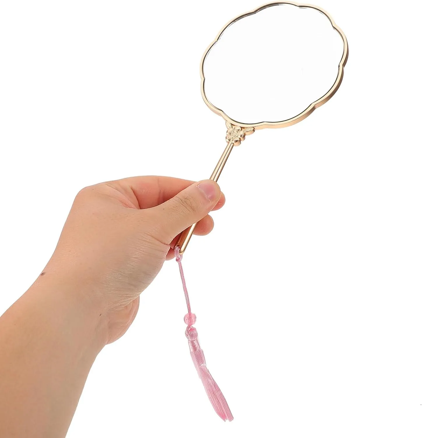 Handheld Makeup Mirror Portable Retro Design Chinese Style Decorative Hand Mirror for Travel and Home Use Lightweight and for Personal Cosmetic Application