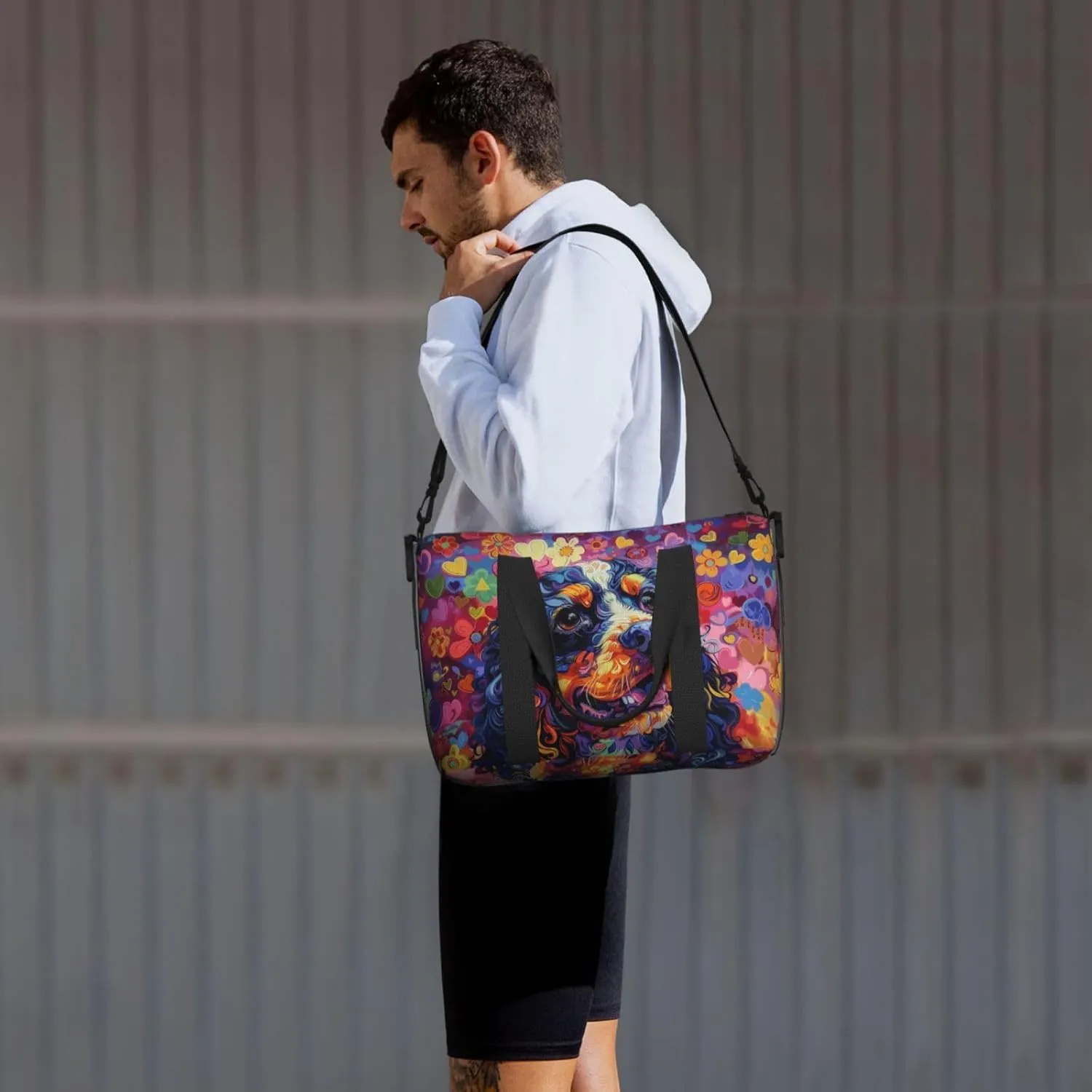 happy American Cocker Spaniel print Travel Duffel Bag, Sports Tote Gym Bag, Swim Pool Bag Large Shoulder Tote Bag for Beach Weekender, 202-406-121