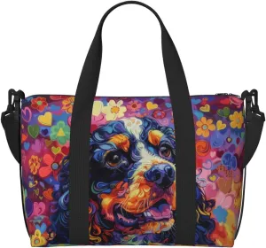 happy American Cocker Spaniel print Travel Duffel Bag, Sports Tote Gym Bag, Swim Pool Bag Large Shoulder Tote Bag for Beach Weekender, 202-406-121