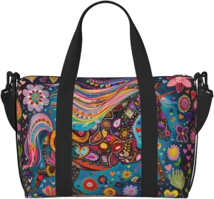 happy horse print Travel Duffel Bag, Sports Tote Gym Bag, Swim Pool Bag Large Shoulder Tote Bag for Beach Weekender
