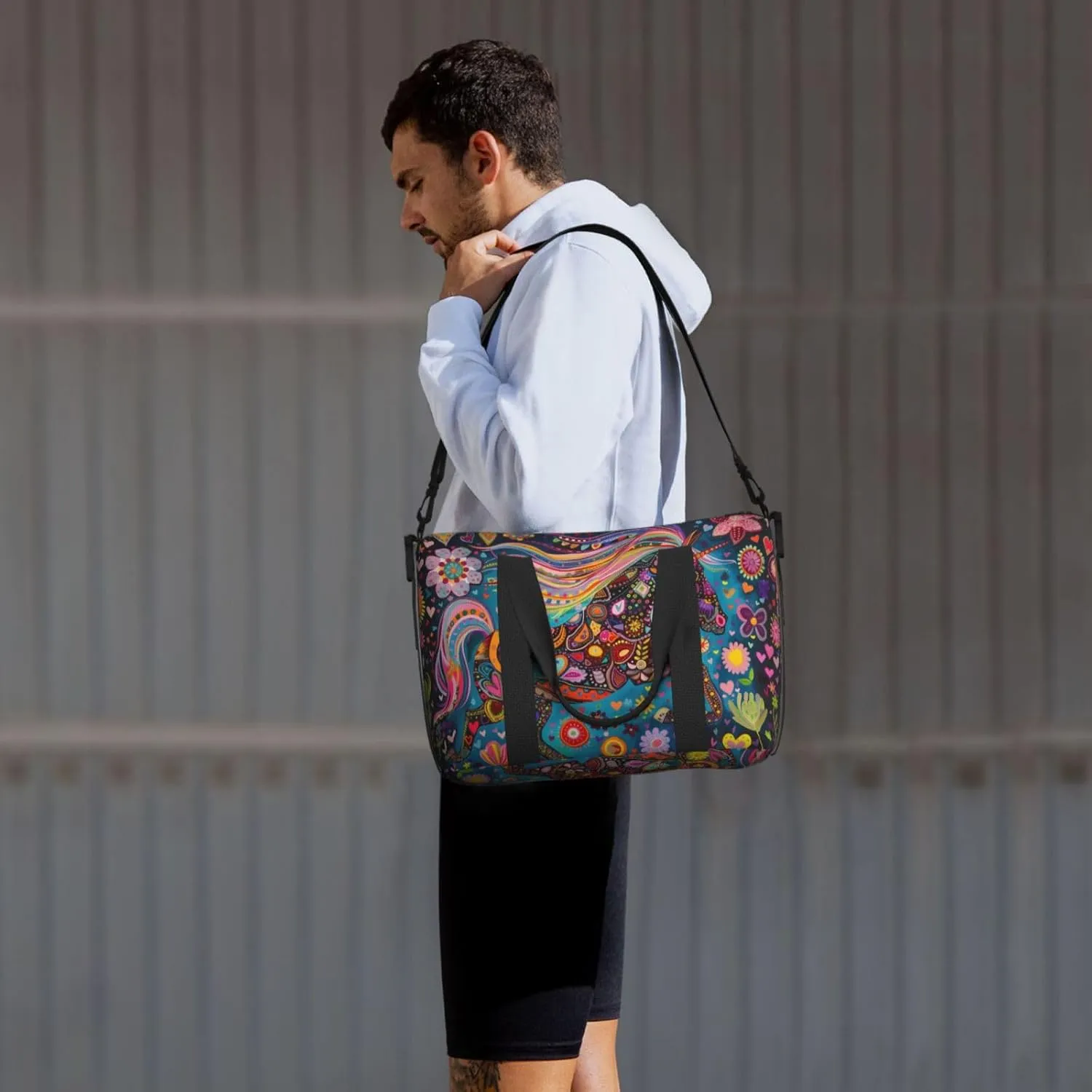 happy horse print Travel Duffel Bag, Sports Tote Gym Bag, Swim Pool Bag Large Shoulder Tote Bag for Beach Weekender