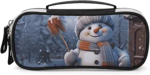 Hardworking Snowman Leather Makeup Bag Portable Small Cosmetic Organizer Waterproof Toiletry Bags Brushes Pencils And Travel Make Up Accessories