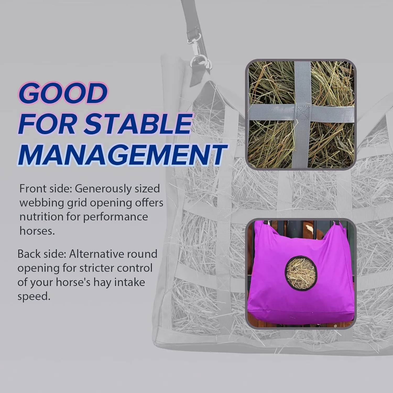 Harrison Howard Premium Durable Horse Hay Bag Slow Feed Hay Bag Waterproof Fabric Large Capacity Horse Tote - Purple