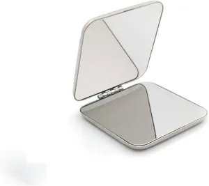 HaveFun Tabletop Mirror Folded Stainless Steel Makeup Mirror Can Not Break The Portable Princess Mirror Double- sided Light Metal Men And Women With A Small Mirror Cosmetic Mirror ( Color : Natural ,