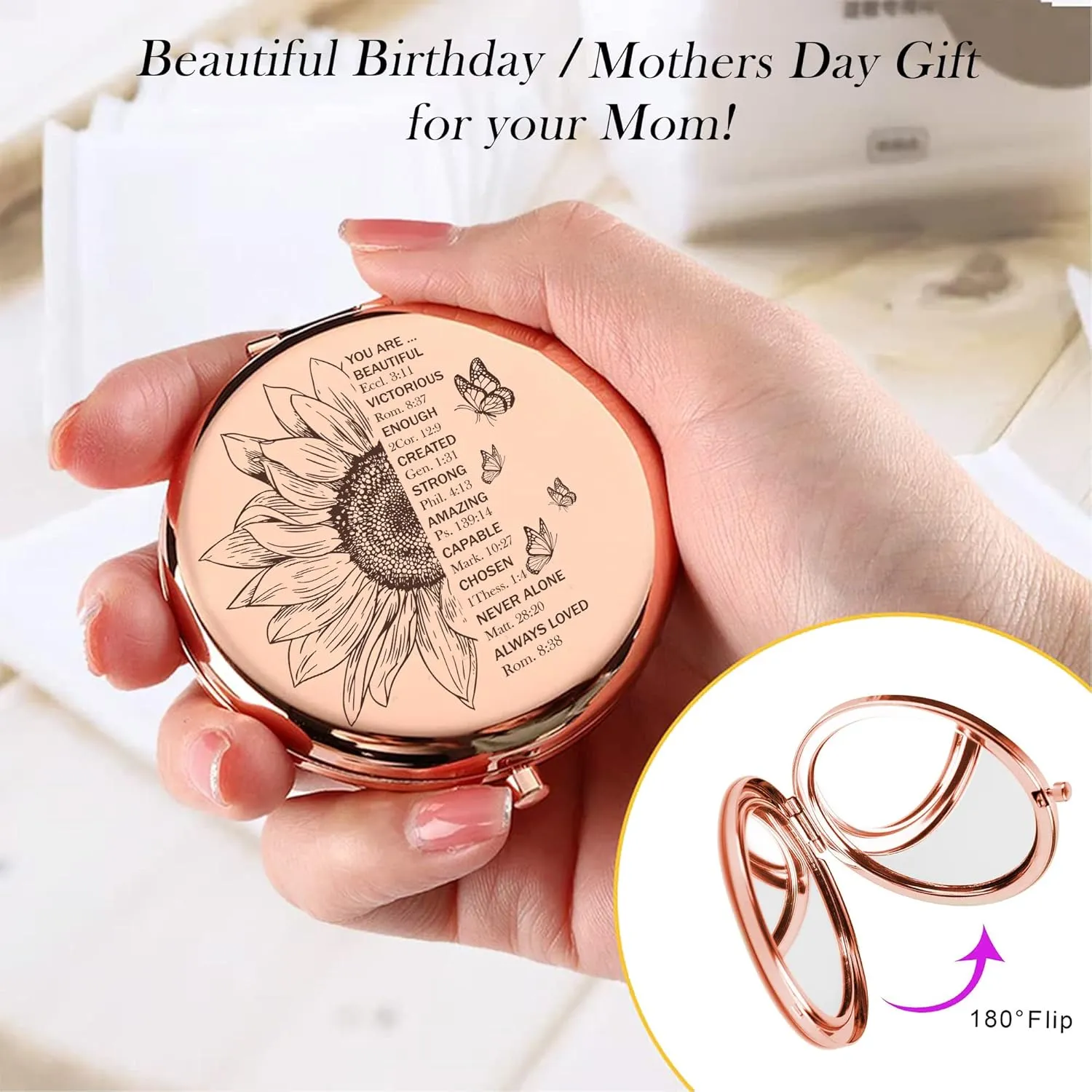 Healing Gifts Compact Mirror, Inspirational Christian Gifts for Women Mini Mirror, Appreciation Gifts, Religious Gifts Birthday Gifts for Women/Wife/Mom/Friends/Grandma/Sister