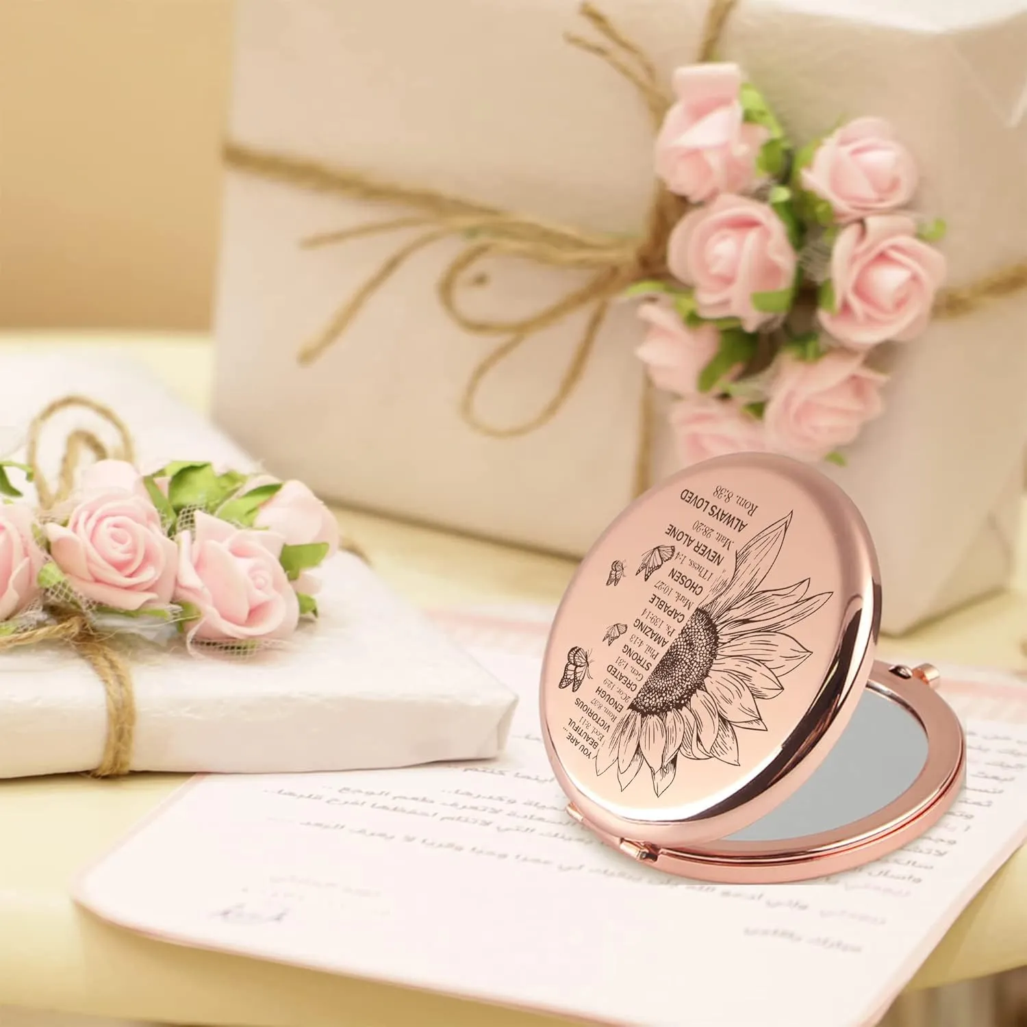 Healing Gifts Compact Mirror, Inspirational Christian Gifts for Women Mini Mirror, Appreciation Gifts, Religious Gifts Birthday Gifts for Women/Wife/Mom/Friends/Grandma/Sister