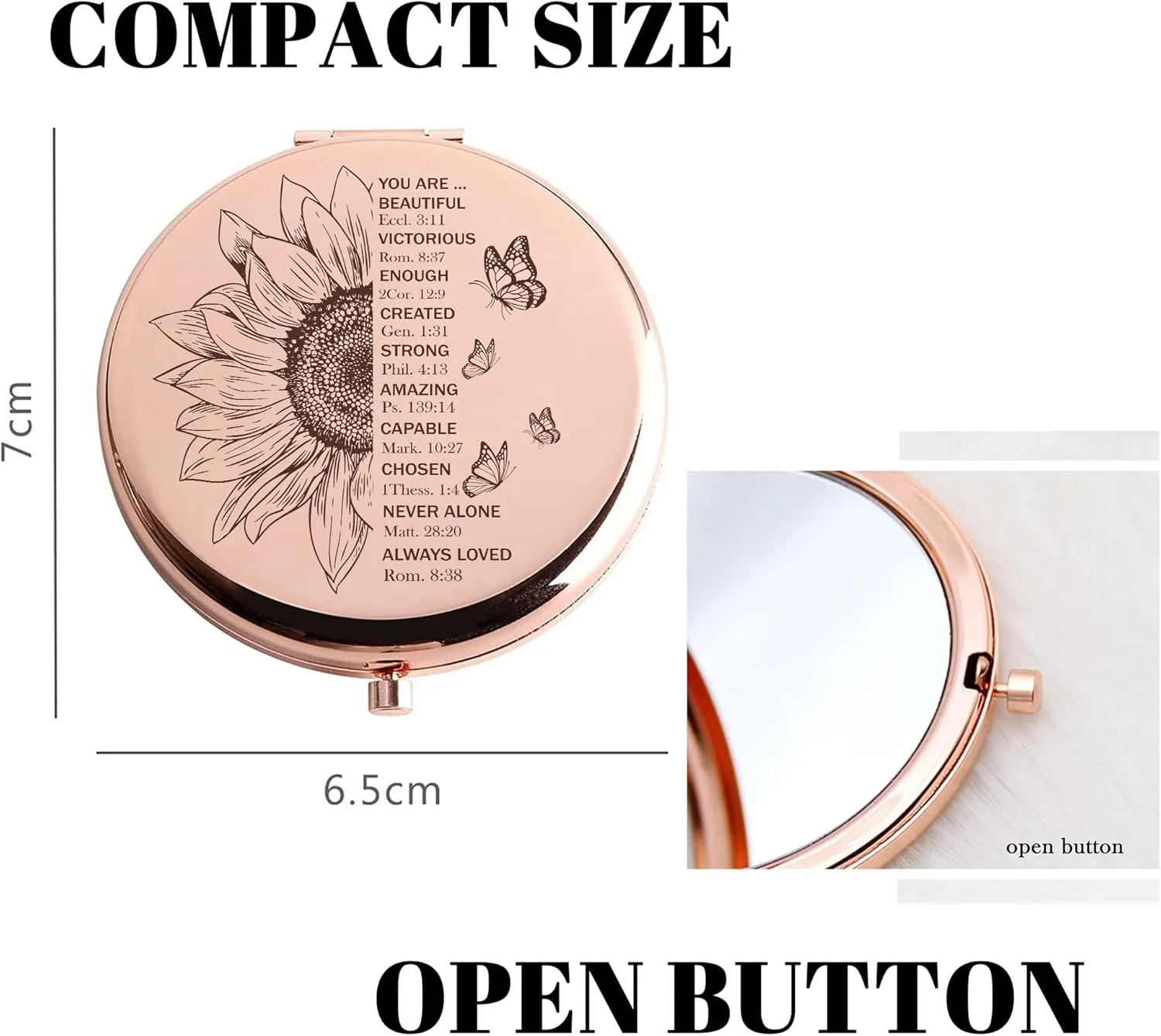 Healing Gifts Compact Mirror, Inspirational Christian Gifts for Women Mini Mirror, Appreciation Gifts, Religious Gifts Birthday Gifts for Women/Wife/Mom/Friends/Grandma/Sister