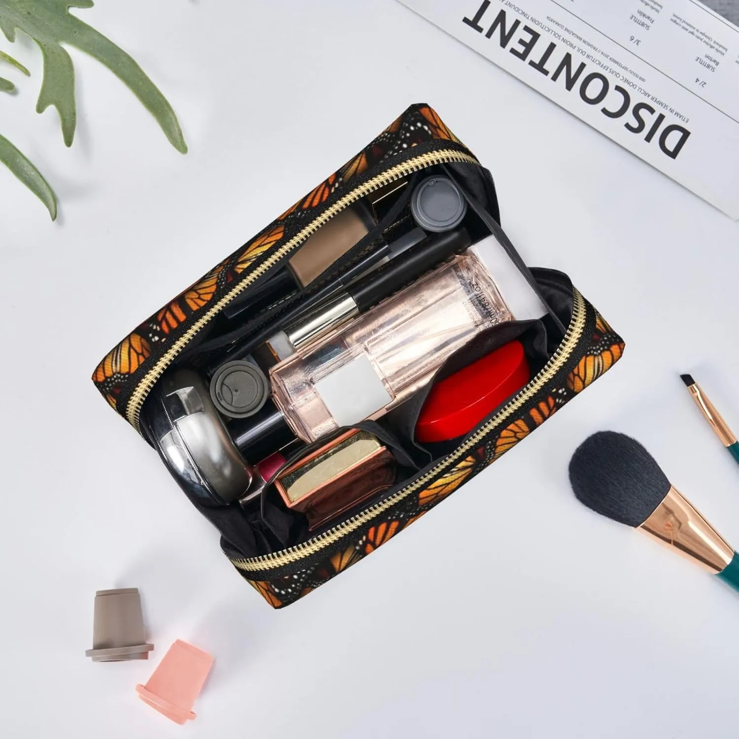 Heaps Of Orange Monarch Butterflies Toiletry Travel Bag, Portable Cosmetic Organizer For Women, On-The-Go