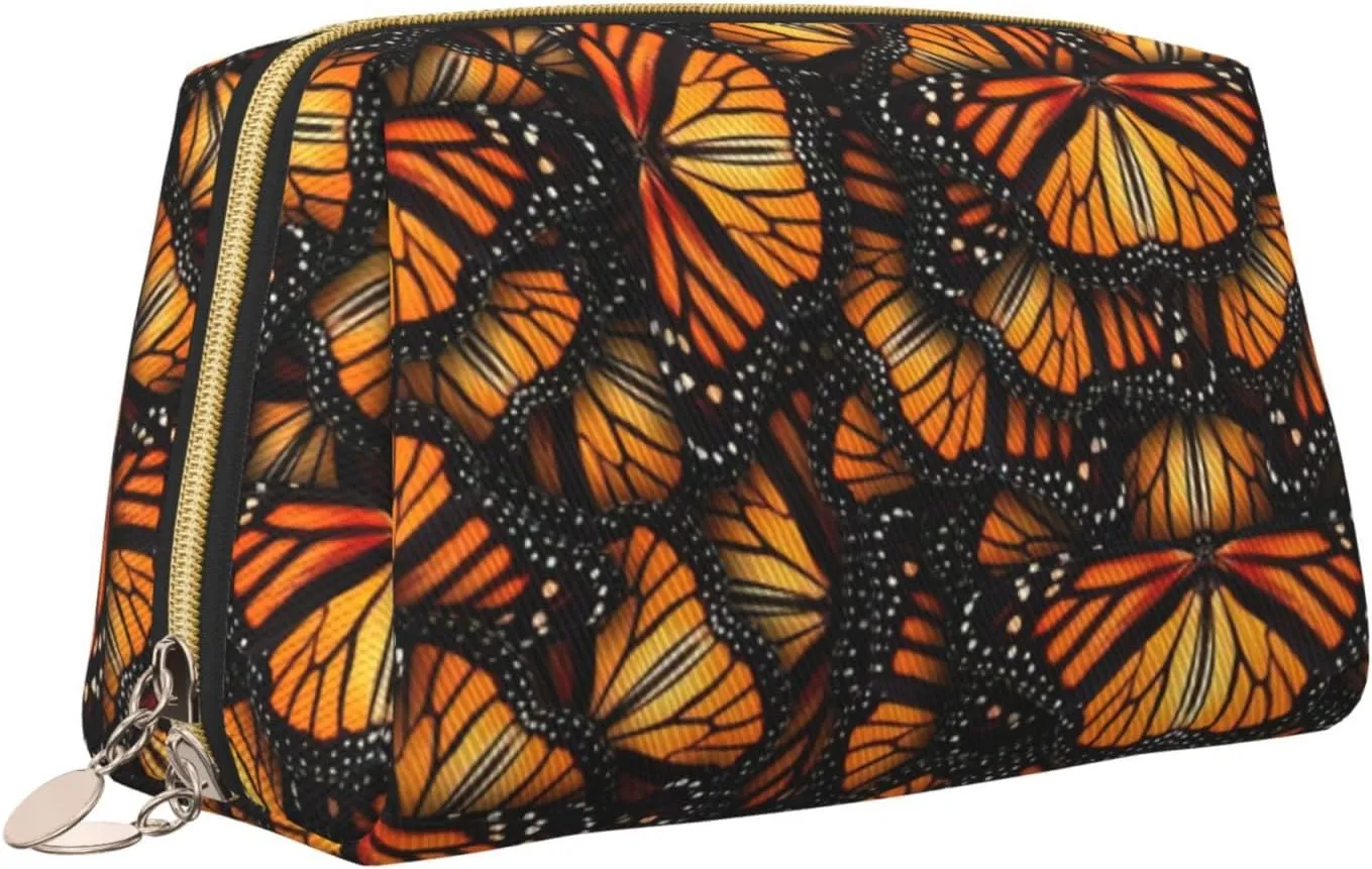 Heaps Of Orange Monarch Butterflies Toiletry Travel Bag, Portable Cosmetic Organizer For Women, On-The-Go