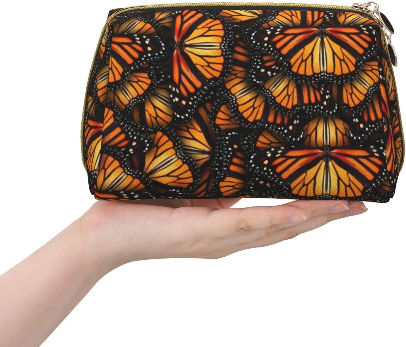 Heaps Of Orange Monarch Butterflies Toiletry Travel Bag, Portable Cosmetic Organizer For Women, On-The-Go
