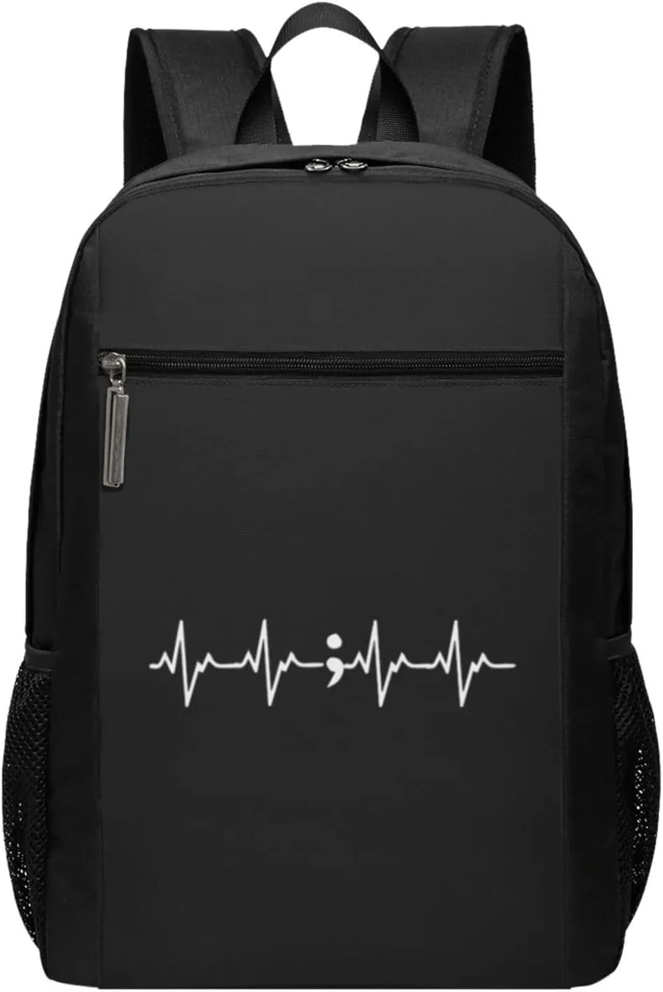 Hearbeat Semicolon Suicide Prevention Awaren Travel Laptop Backpack, Business Anti Theft Slim Sturdy Laptops Backpacks, College Computer Bag Gift for Men & Women Fits 17 Inch Notebook,Black