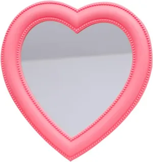 Heart Makeup Mirror, Pink Tabletop Desk Cosmetic Mirror Wall Mirror for Photography Photo Decoration Makeup Mirror Portable Bedroom (Large)