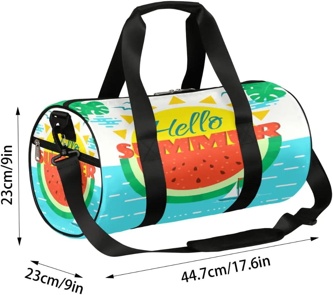 Hello Summer Beach Gym Bag Small Gym Duffel Bags for Men Women Overnight Weekender Bag Lightweight Sport Duffle Bag Carry On Gymbag