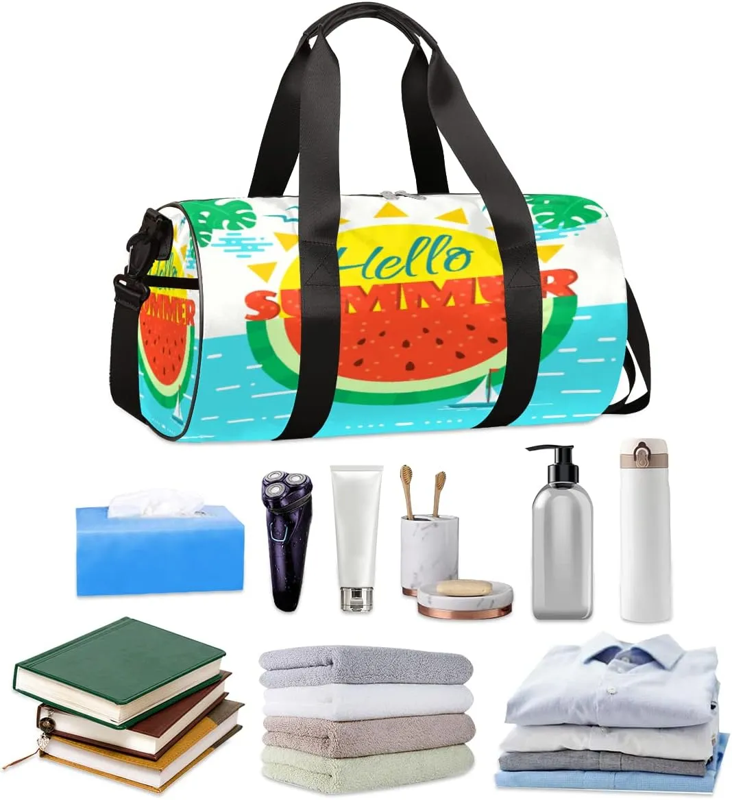 Hello Summer Beach Gym Bag Small Gym Duffel Bags for Men Women Overnight Weekender Bag Lightweight Sport Duffle Bag Carry On Gymbag