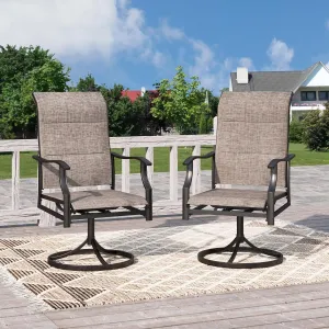 HERA'S HOUSE Patio Outdoor Swivel High-Back Rocking Chairs of 2, Outdoor Dining Chairs with All Weather Textilene Fabric,Wide Metal Armrests for Lawn, Porch or Garden