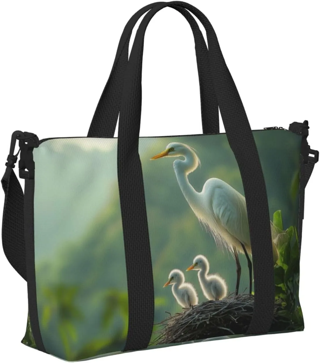 heron art print Travel Duffel Bag, Sports Tote Gym Bag, Swim Pool Bag Large Shoulder Tote Bag for Beach Weekender