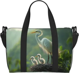 heron art print Travel Duffel Bag, Sports Tote Gym Bag, Swim Pool Bag Large Shoulder Tote Bag for Beach Weekender