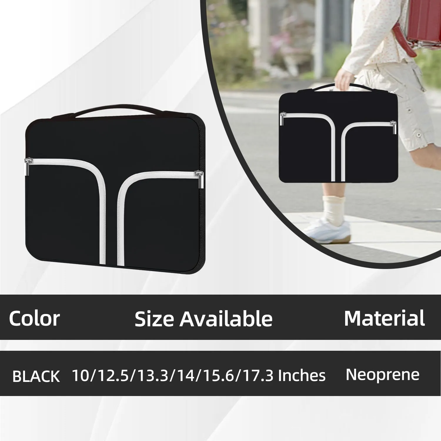 HESTECH Chromebook Case,11.6 Inch Laptop Case,12 Inch Laptop Sleeve with Handle Compatible with MacBook Air/Pro 13 Inch M2/M3,HP/Dell/Asus/Acer/Microsoft Surface Pro,Black