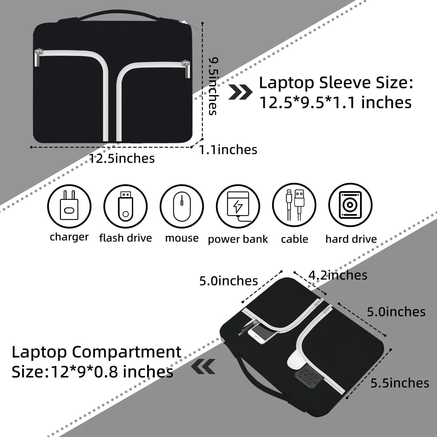HESTECH Chromebook Case,11.6 Inch Laptop Case,12 Inch Laptop Sleeve with Handle Compatible with MacBook Air/Pro 13 Inch M2/M3,HP/Dell/Asus/Acer/Microsoft Surface Pro,Black