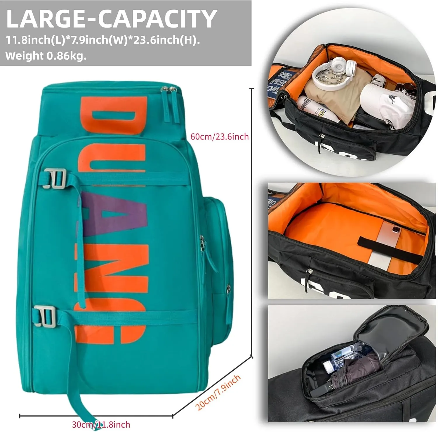 Hiking Backpacks Outdoor Daypack Large Capacity Aesthetic Travel Duffel Bags with Wet Pocket Camping Backpack (Black)