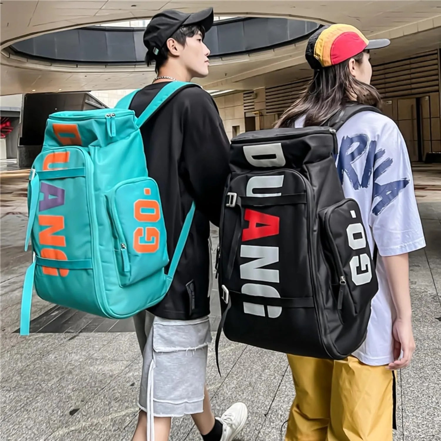 Hiking Backpacks Outdoor Daypack Large Capacity Aesthetic Travel Duffel Bags with Wet Pocket Camping Backpack (Black)