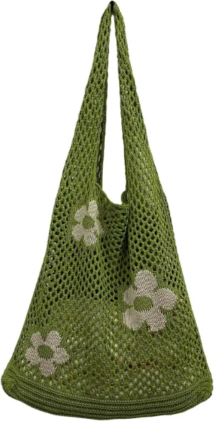 Hobo Tote Bag for Women - Contrast Color, Large Capacity, Knitted, Trendy