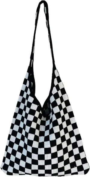 Hobo Tote for Women - Contrast Color, Large Capacity, Trendy Knitted Shoulder Bag