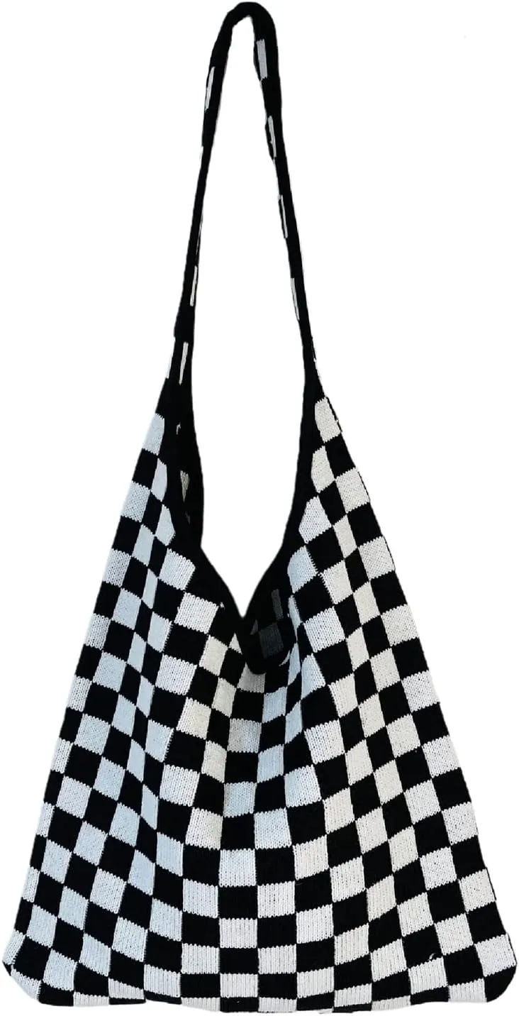 Hobo Tote for Women - Contrast Color, Large Capacity, Trendy Knitted Shoulder Bag