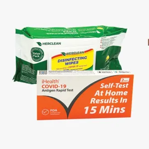 Holiday Bundle DEAL - Case of Ihealth (90 Packs)   2 Packs Hard Surface Disinfectant Wipes (80 count)