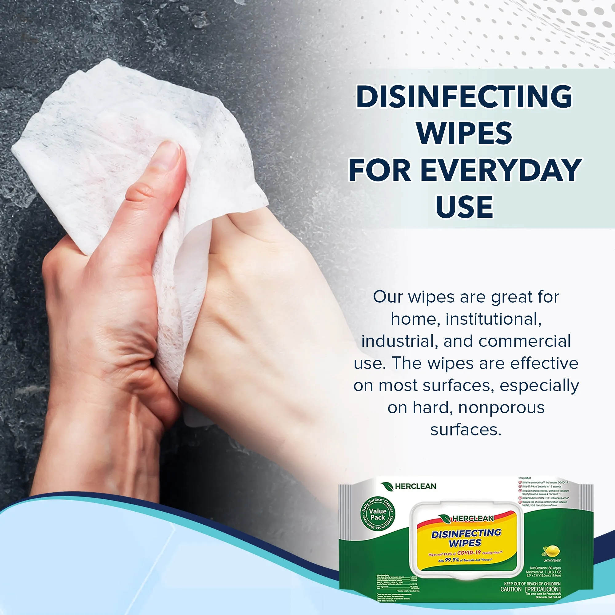 Holiday Bundle DEAL - Case of Ihealth (90 Packs)   2 Packs Hard Surface Disinfectant Wipes (80 count)